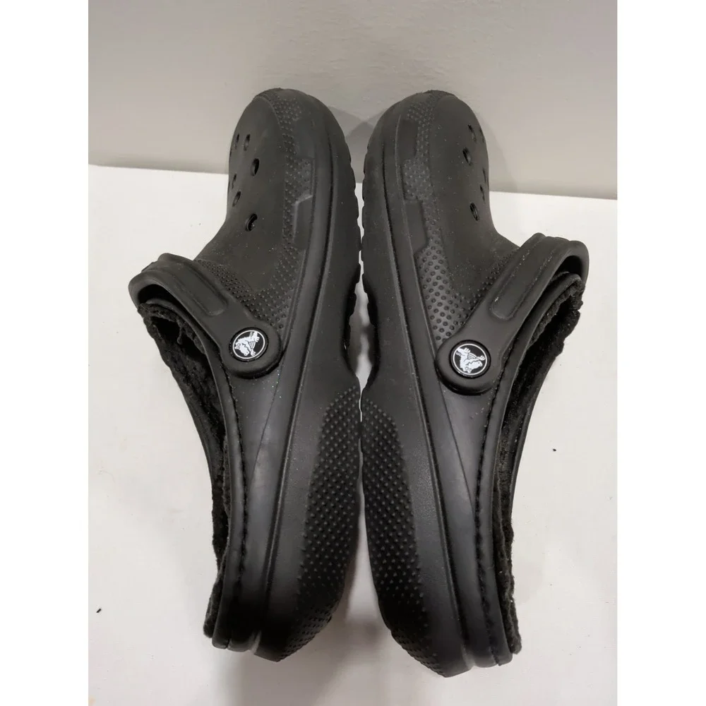 Crocs Men's DUAL COMFORT Faux Fur Lined Slides Sandals Black Men's  Sz 13